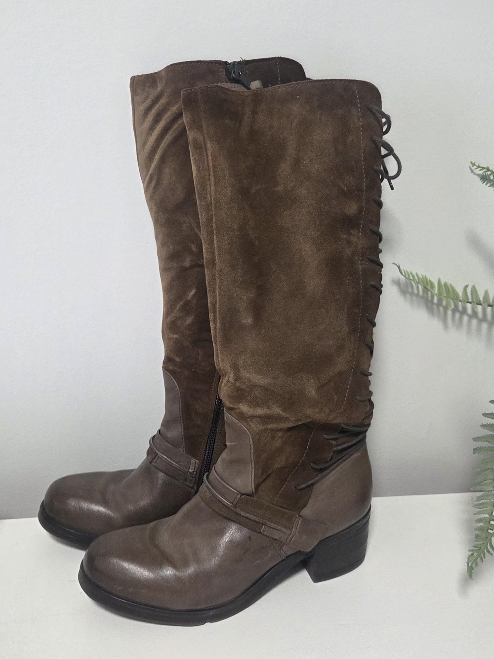 Brown Leather Knee-High Boots Miz Mooz